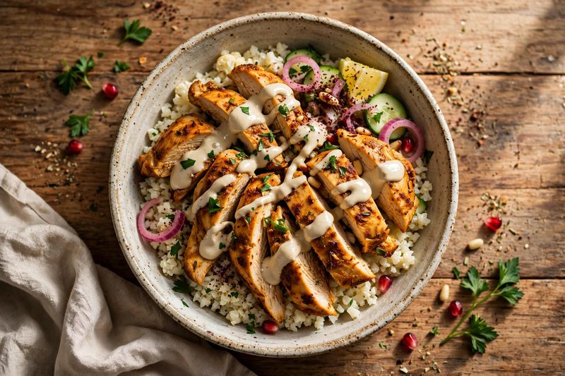 Photo of Chicken Shawarma Bowls, a dinner recipe from FluentFuel
