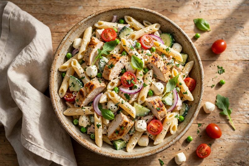 Photo of Creamy Italian Chicken Pasta Salad, a lunch recipe from FluentFuel