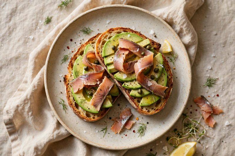 Photo of Smoked Trout & Avocado Toast, a breakfast recipe from FluentFuel