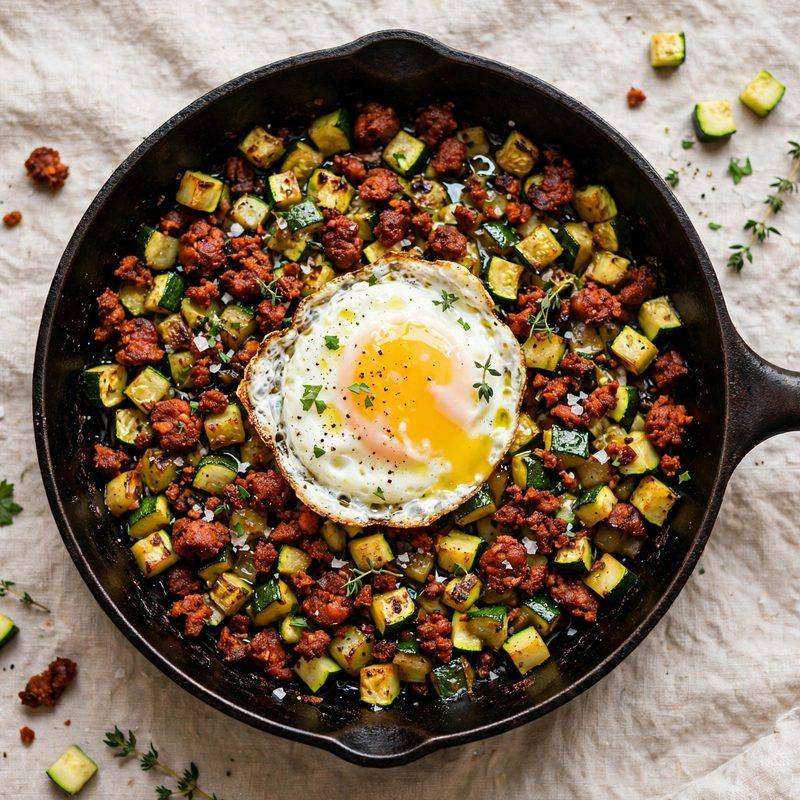 Photo of Chorizo & Zucchini Hash, a breakfast recipe from FluentFuel