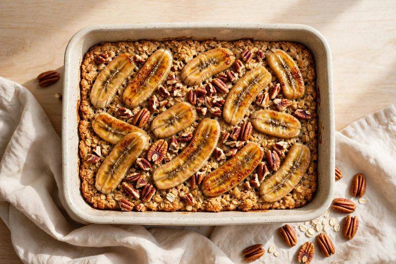 Photo of Pecan Banana Baked Oatmeal, a breakfast recipe from FluentFuel