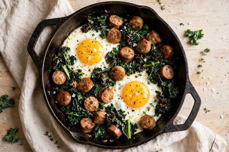 Photo of Sausage & Kale Breakfast Skillet, a breakfast recipe from FluentFuel