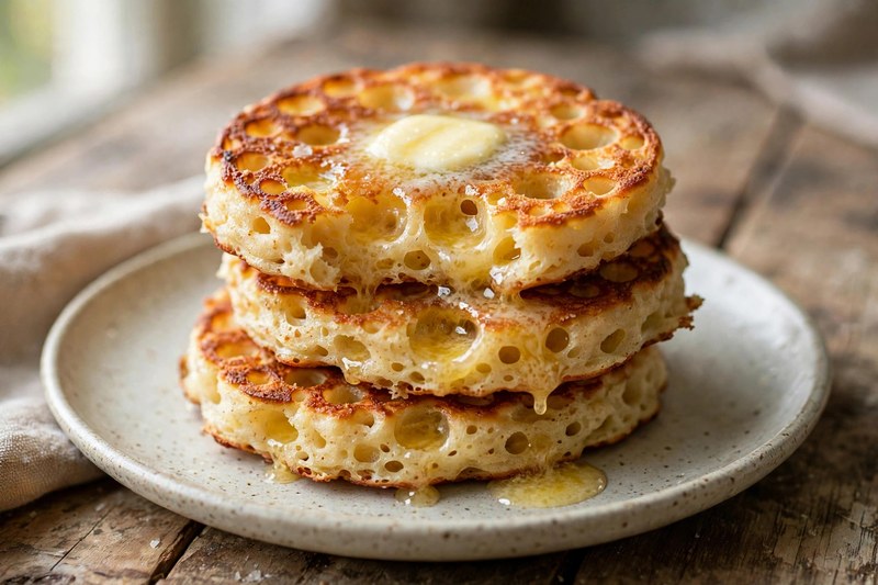 Photo of Crumpets with Butter, a breakfast recipe from FluentFuel