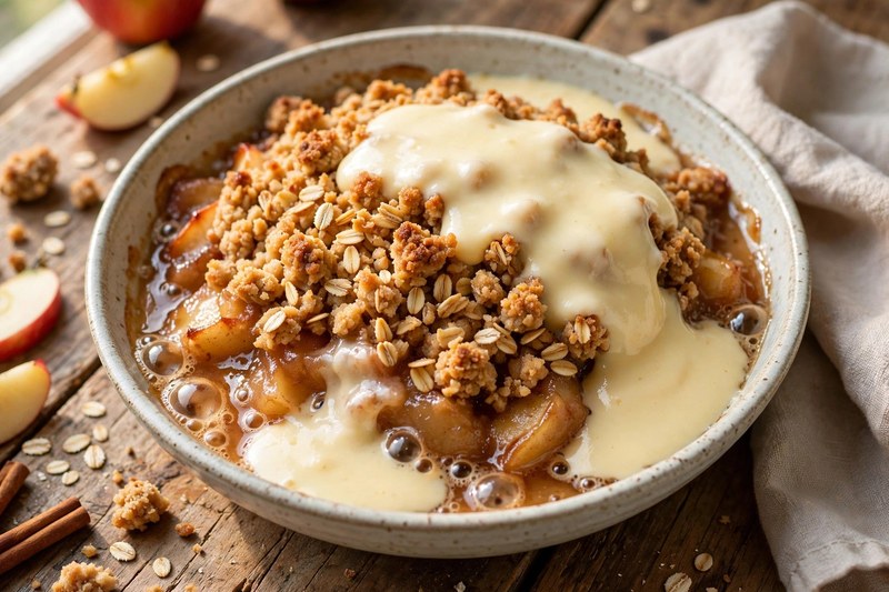 Photo of Apple Crumble with Custard, a snack recipe from FluentFuel