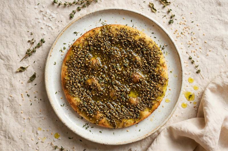 Photo of Manoushe with Zaatar and Olive Oil, a breakfast recipe from FluentFuel
