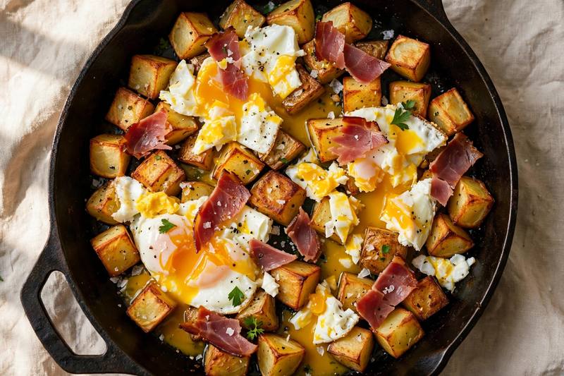 Photo of Huevos Rotos over Crispy Potatoes, a breakfast recipe from FluentFuel