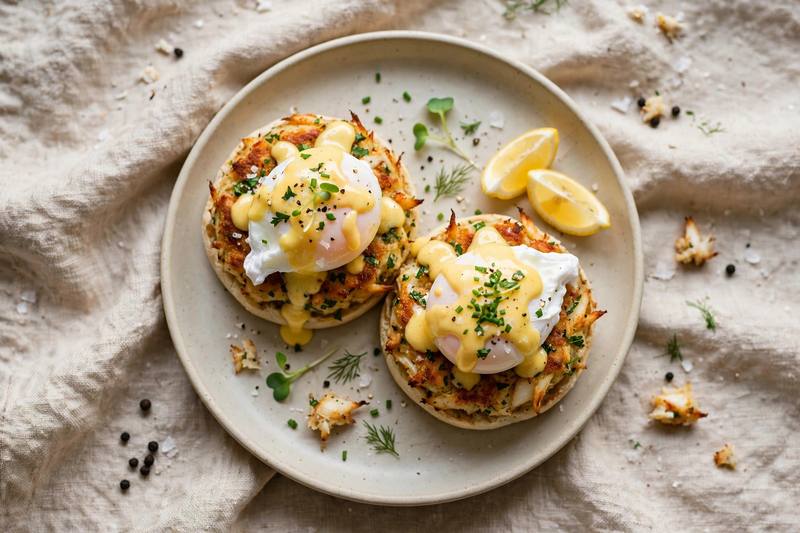 Photo of Crab Cake Eggs Benedict, a breakfast recipe from FluentFuel