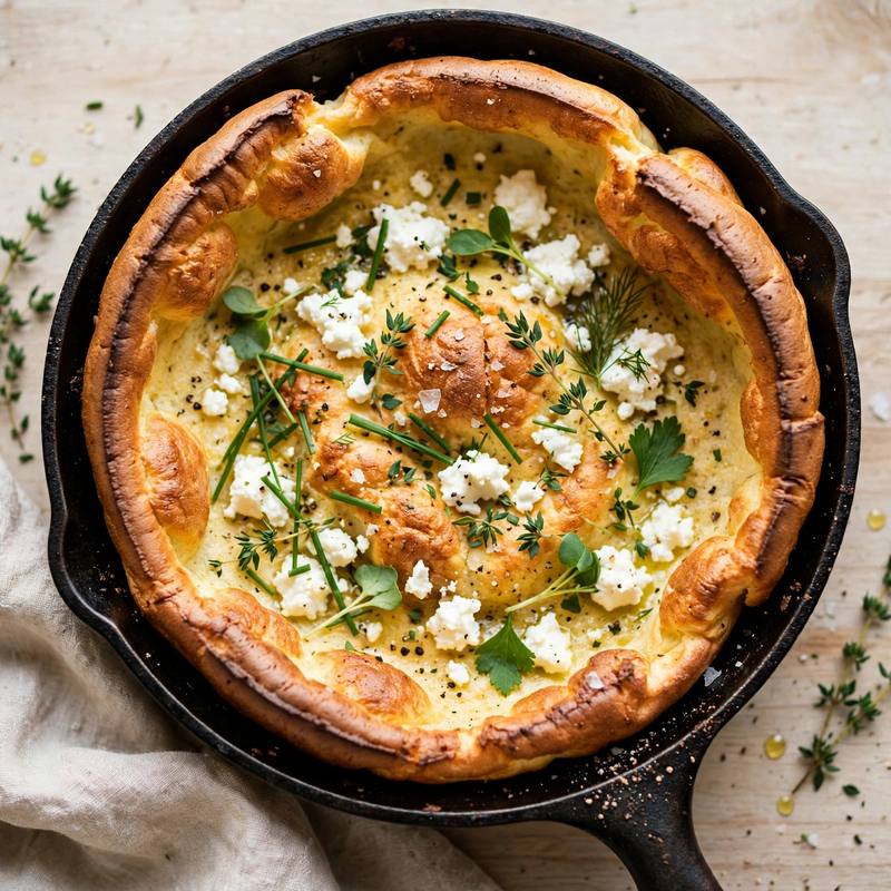 Photo of Savory Herb Dutch Baby with Goat Cheese, a breakfast recipe from FluentFuel