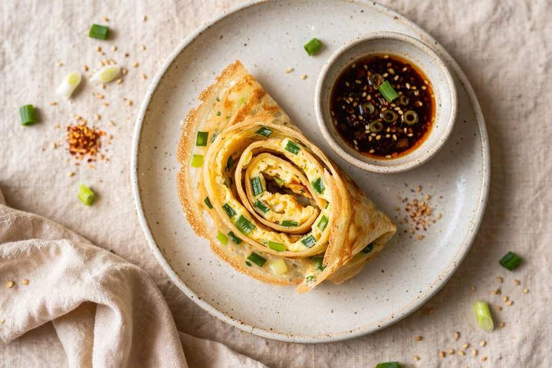 Photo of Dan Bing Taiwanese Egg Crepe, a breakfast recipe from FluentFuel