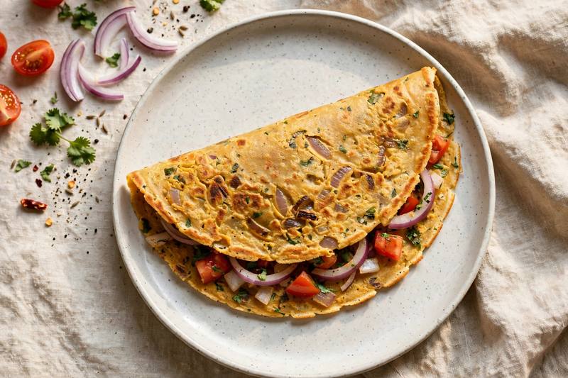 Photo of Besan Chilla Savory Chickpea Omelette, a breakfast recipe from FluentFuel