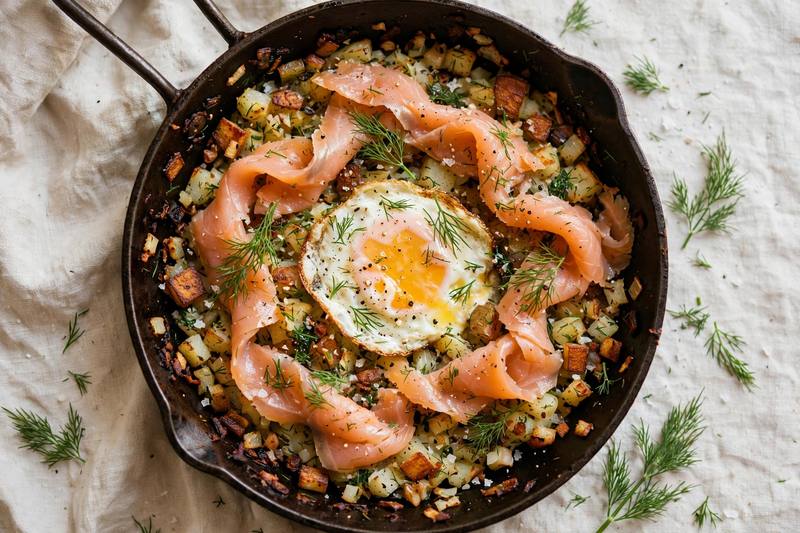Photo of Smoked Salmon and Dill Hash, a breakfast recipe from FluentFuel