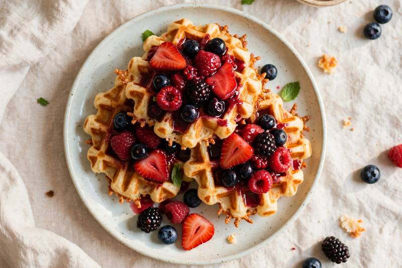 Photo of Keto Chaffles with Macerated Berries, a breakfast recipe from FluentFuel