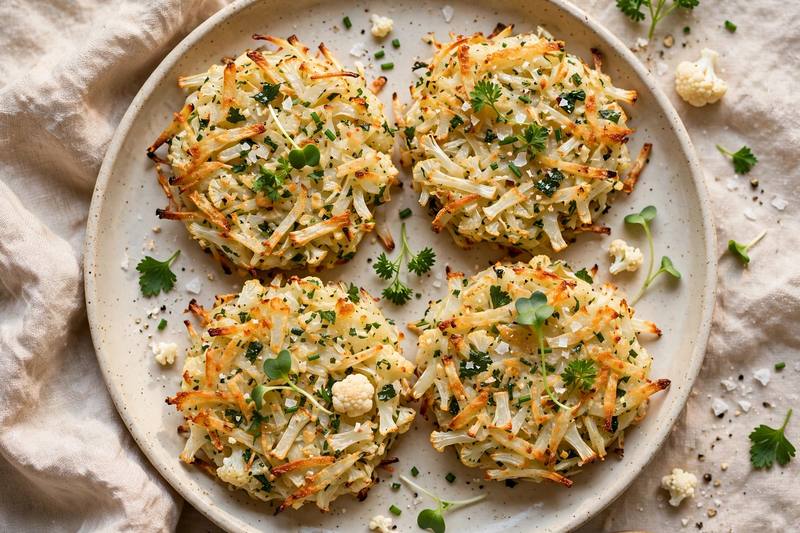 Photo of Cauliflower Hash Browns, a breakfast recipe from FluentFuel