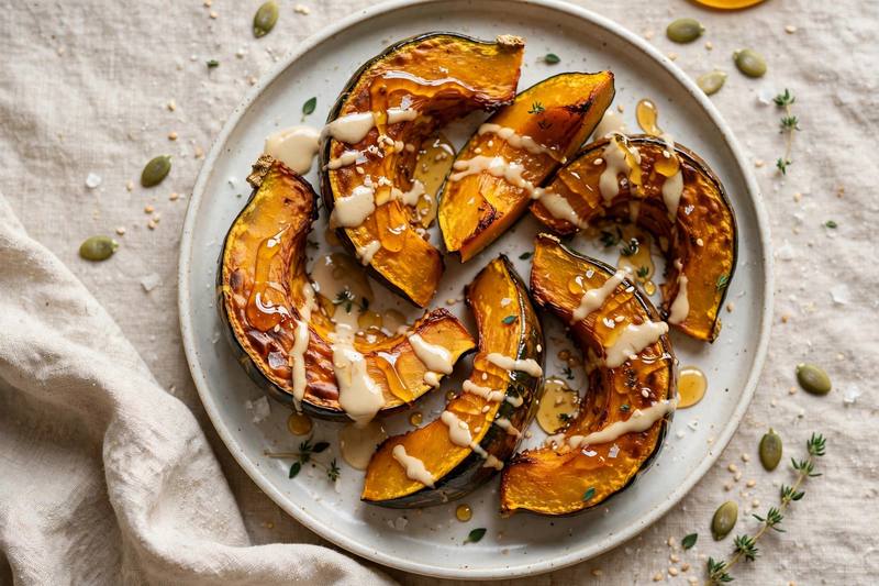 Photo of Roasted Kabocha with Tahini and Honey, a breakfast recipe from FluentFuel