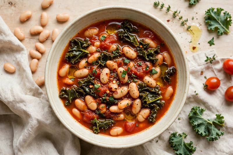 Photo of Tomato and Cannellini Bean Breakfast Stew, a breakfast recipe from FluentFuel