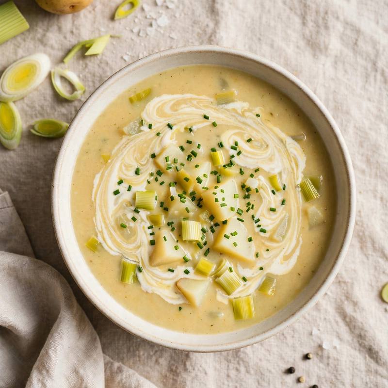 Photo of Leek and Potato Breakfast Soup, a breakfast recipe from FluentFuel