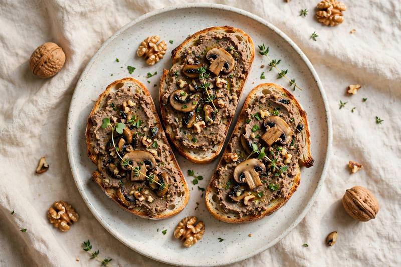 Photo of Mushroom and Walnut Pate on Toast, a breakfast recipe from FluentFuel
