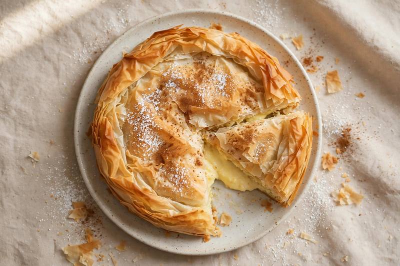 Photo of Bougatsa Custard Phyllo Pie, a breakfast recipe from FluentFuel