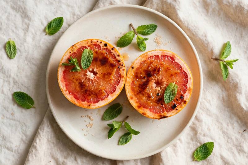 Photo of Grapefruit Brulee with Mint, a breakfast recipe from FluentFuel