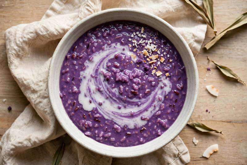 Photo of Ube Champorado, a breakfast recipe from FluentFuel