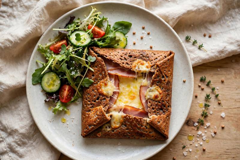 Photo of Buckwheat Galette with Ham and Cheese, a breakfast recipe from FluentFuel