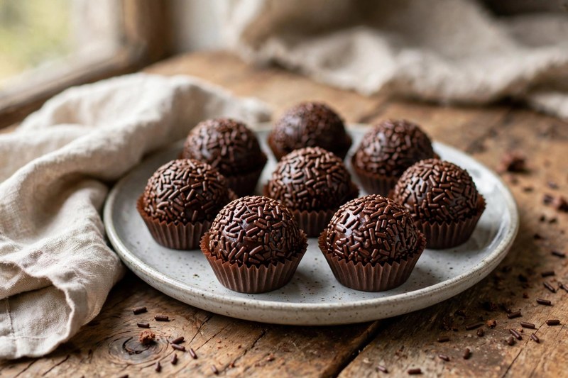 Photo of Brigadeiro (Chocolate Truffles), a snack recipe from FluentFuel