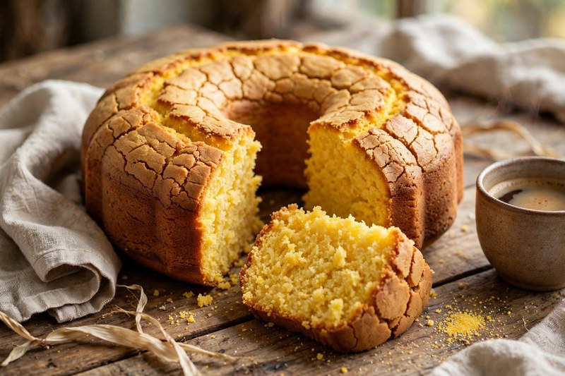 Photo of Bolo de Fuba (Cornmeal Cake), a snack recipe from FluentFuel