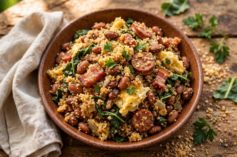 Photo of Feijao Tropeiro (Beans with Toasted Flour), a lunch recipe from FluentFuel