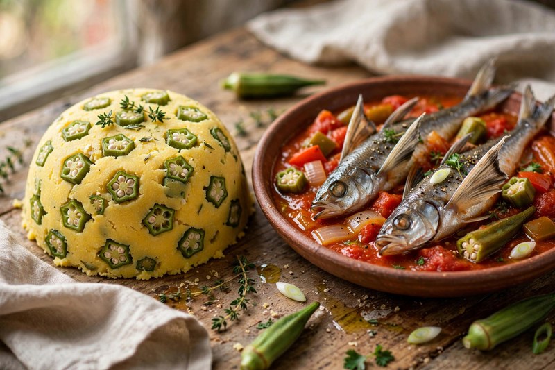 Photo of Cou-Cou and Flying Fish, a dinner recipe from FluentFuel