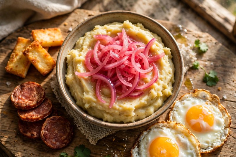 Photo of Mangú con los Tres Golpes, a breakfast recipe from FluentFuel