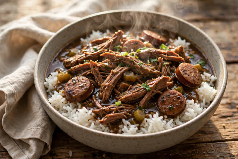 Photo of Duck and Andouille Gumbo, a dinner recipe from FluentFuel