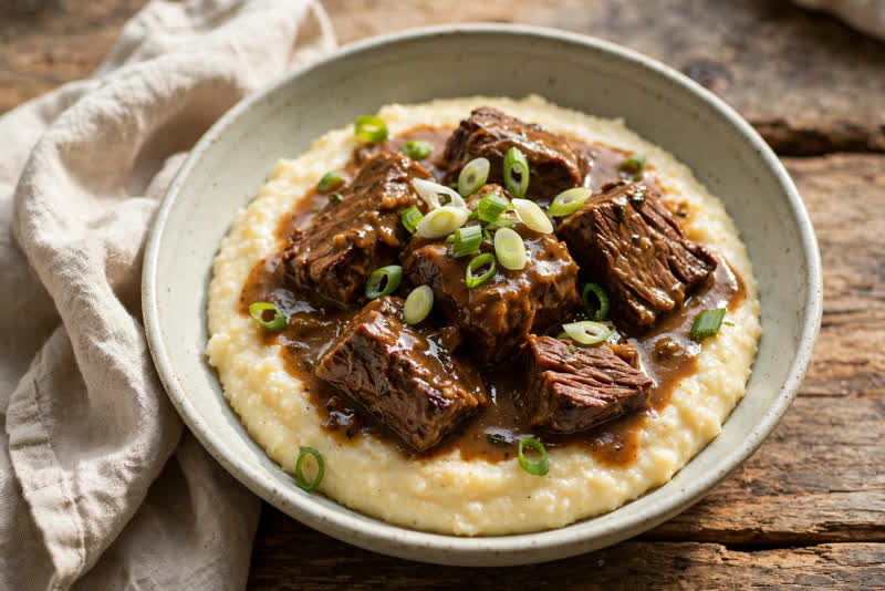 Photo of Grillades and Grits, a breakfast recipe from FluentFuel