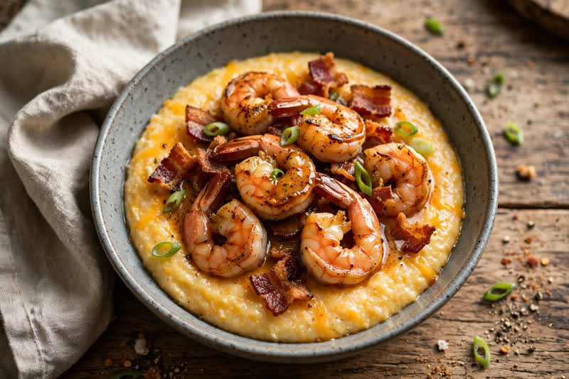 Photo of Cajun Shrimp and Grits, a dinner recipe from FluentFuel