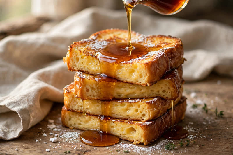 Photo of Pain Perdu with Cane Syrup, a breakfast recipe from FluentFuel