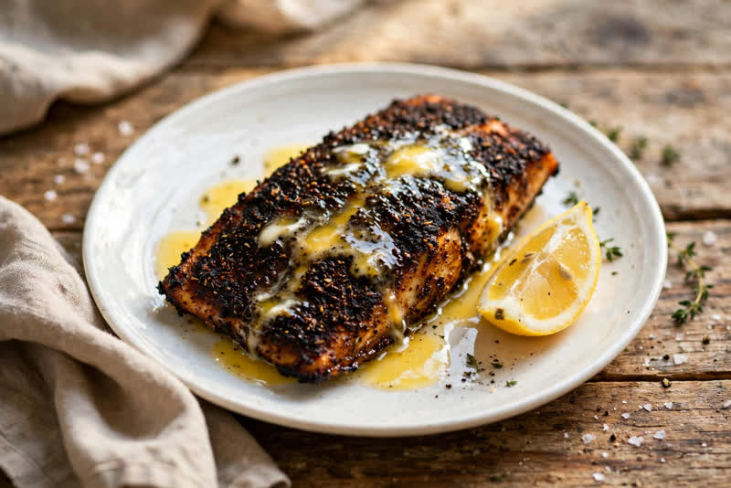 Photo of Blackened Redfish with Lemon Butter, a dinner recipe from FluentFuel