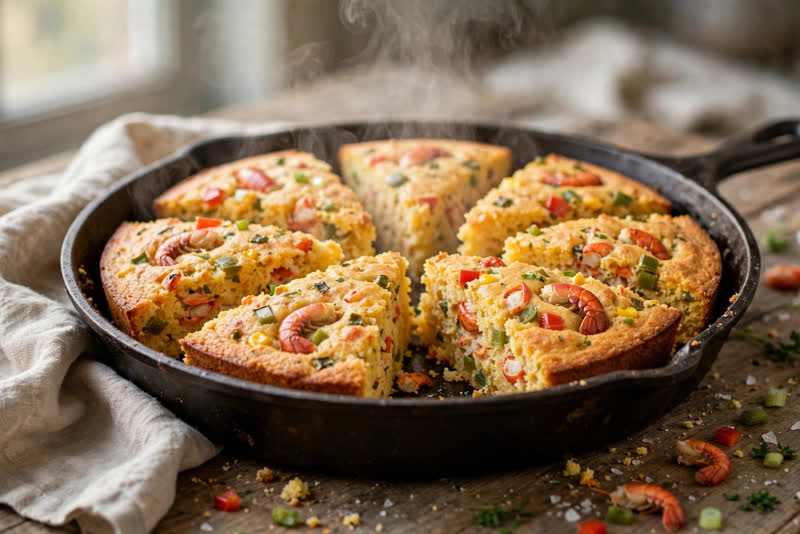 Photo of Crawfish Cornbread, a lunch recipe from FluentFuel