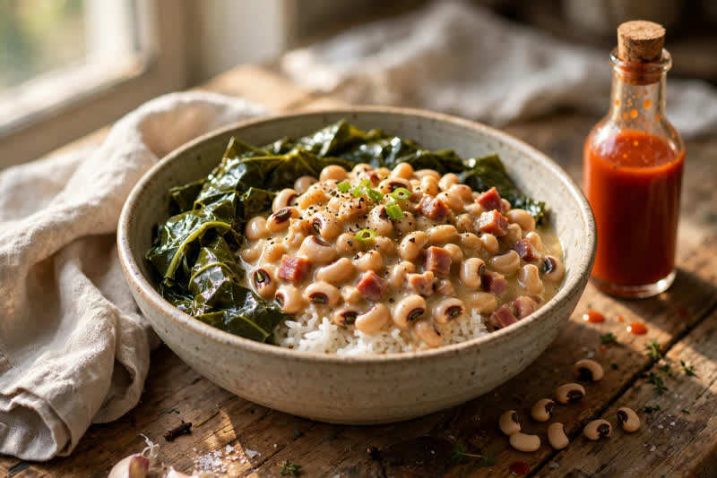 Photo of Black-Eyed Peas with Tasso, a dinner recipe from FluentFuel