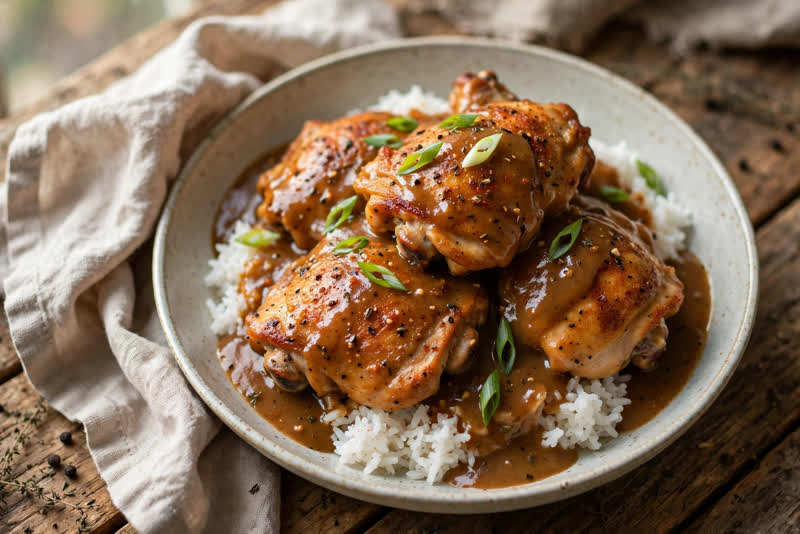 Photo of Smothered Chicken Fricassee, a dinner recipe from FluentFuel