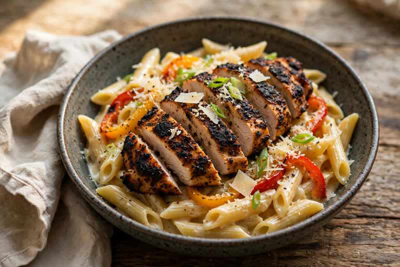 Photo of Blackened Chicken Pasta, a dinner recipe from FluentFuel