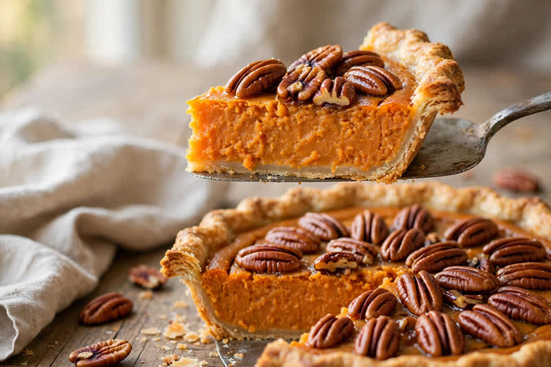 Photo of Sweet Potato Pecan Pie, a snack recipe from FluentFuel