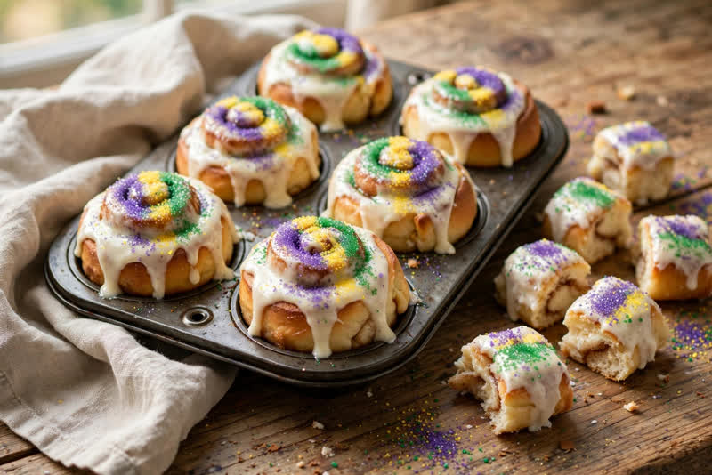 Photo of King Cake Bites, a snack recipe from FluentFuel