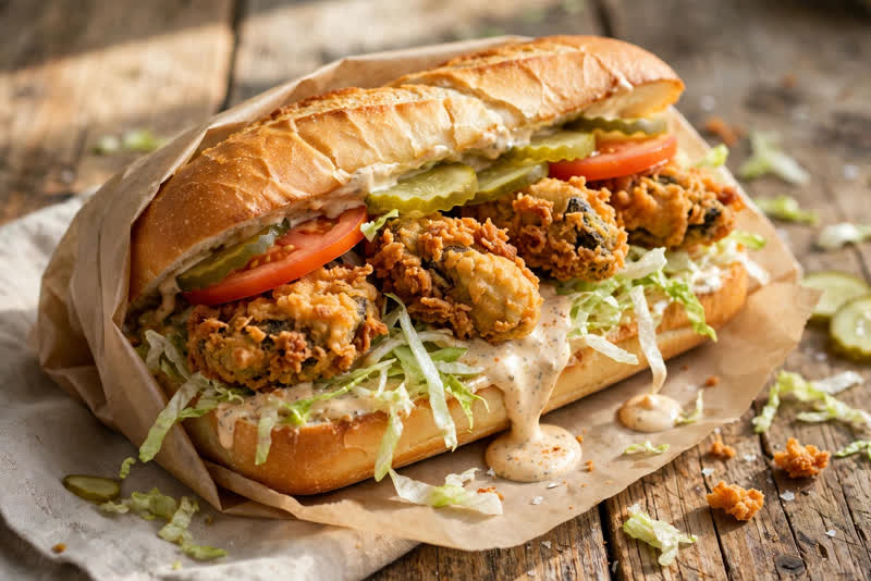 Photo of Oyster Po'boy, a lunch recipe from FluentFuel