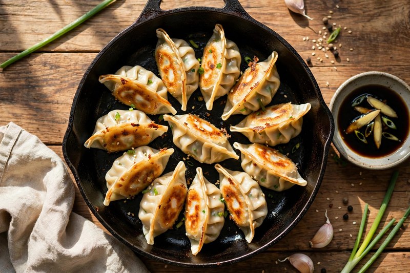 Photo of Pan-Fried Pork Dumplings, a dinner recipe from FluentFuel