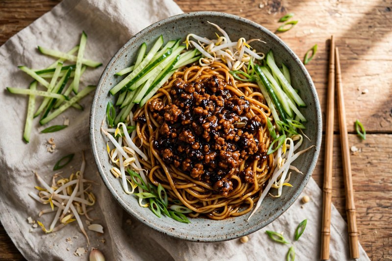 Photo of Beijing Black Bean Noodles, a lunch recipe from FluentFuel