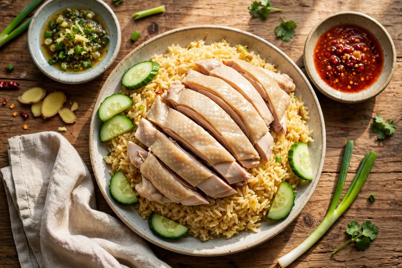 Photo of Hainanese Chicken Rice, a dinner recipe from FluentFuel