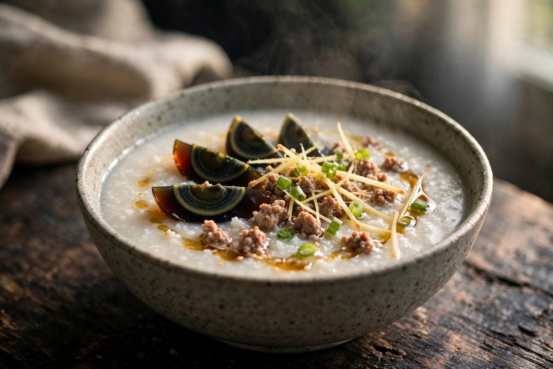 Photo of Pork and Century Egg Congee, a breakfast recipe from FluentFuel