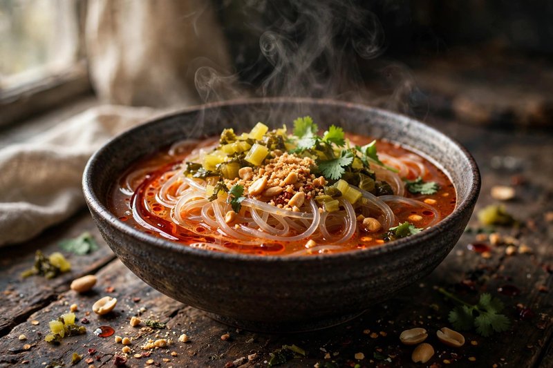 Photo of Hot and Sour Sweet Potato Noodles, a lunch recipe from FluentFuel