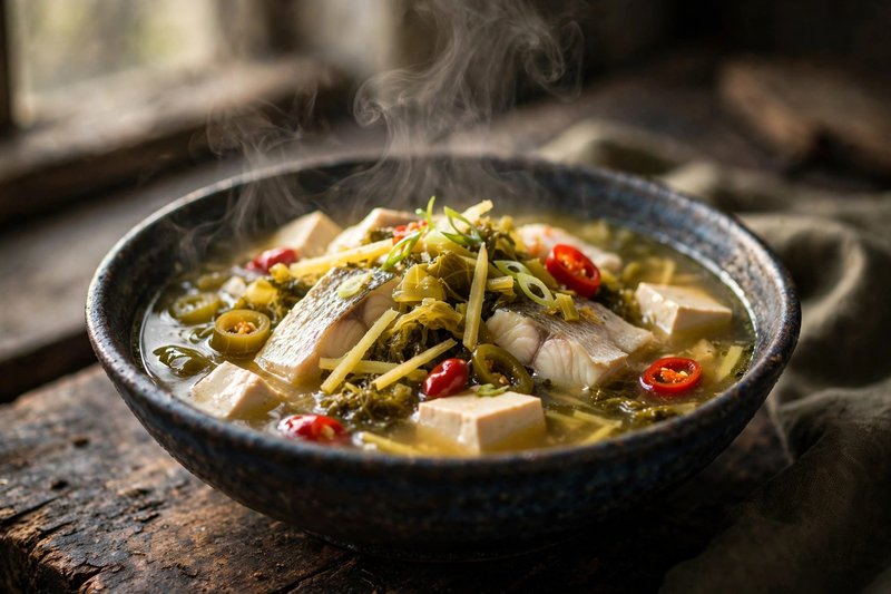 Photo of Fish with Pickled Mustard Greens, a dinner recipe from FluentFuel
