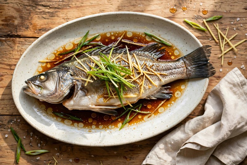Photo of Steamed Fish with Ginger and Scallion, a dinner recipe from FluentFuel