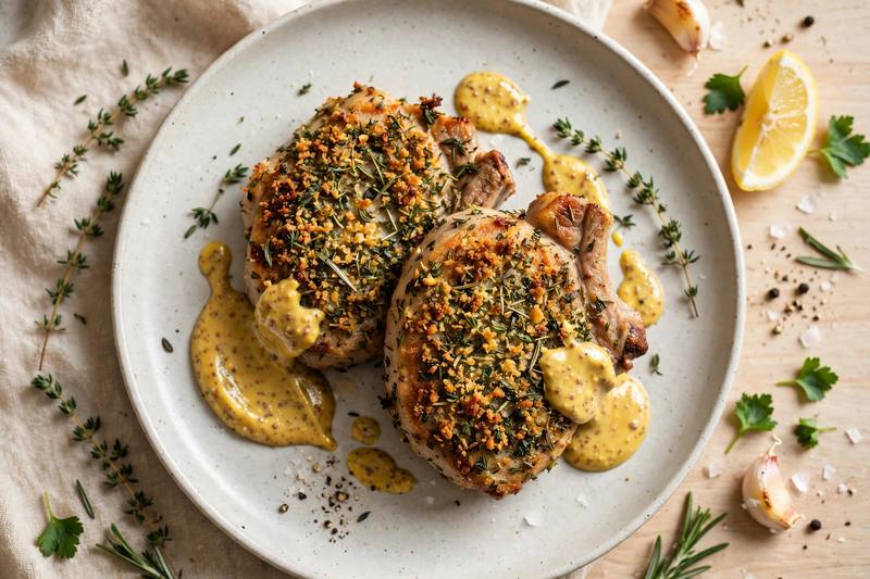 Photo of Herb Crusted Pork Chops, a dinner recipe from FluentFuel